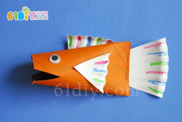 Paper tray, handmade, big mouth, small fish