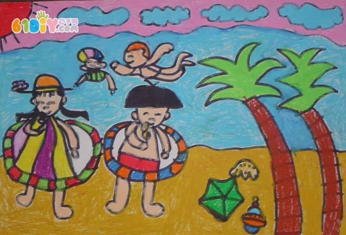 Summer theme children's paintings