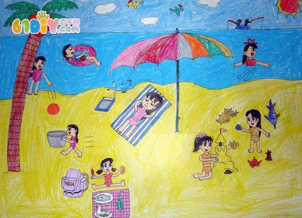 Summer theme children's paintings