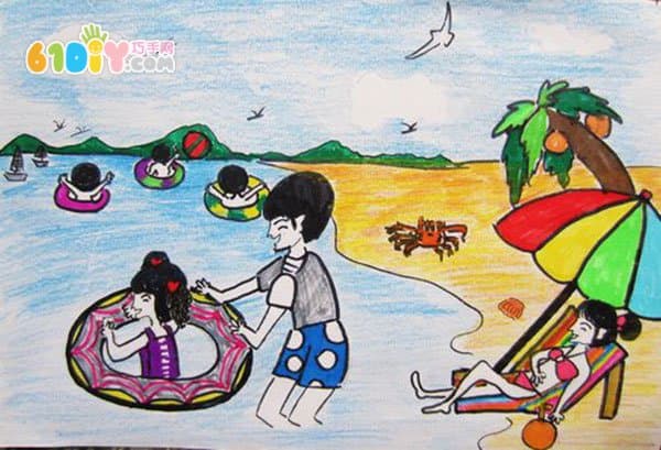 Summer theme children's paintings