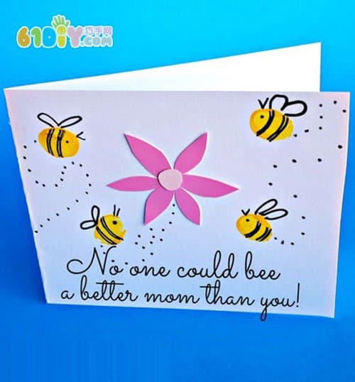 Making Mother's Day Card Flower Handprinting Bee Card