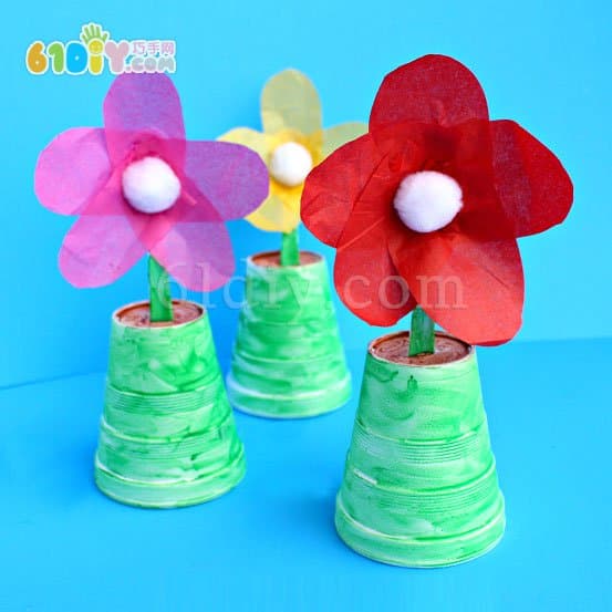 Mother's Day handmade DIY paper cup spoon crepe paper flower