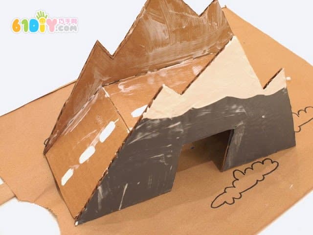 Handmade cave with waste cardboard