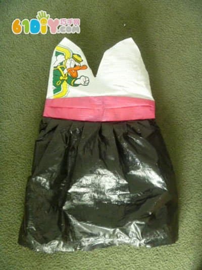Garbage bag making cute little skirt