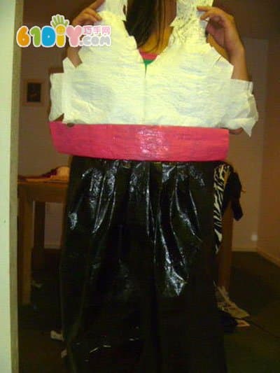 Garbage bag making cute little skirt