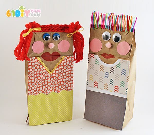 Paper bag doll hand puppet production