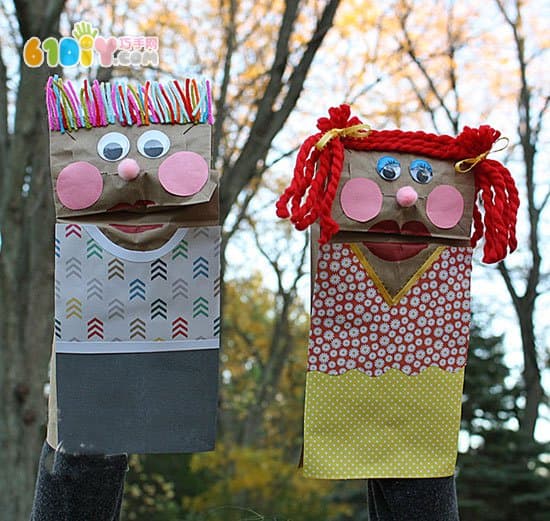 Paper bag doll hand puppet production