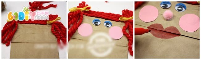 Paper bag doll hand puppet production