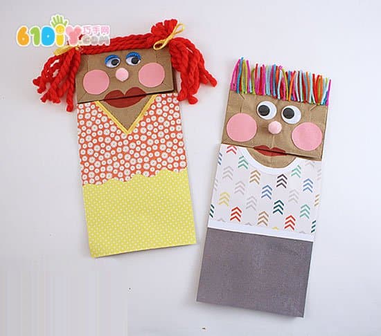 Paper bag doll hand puppet production