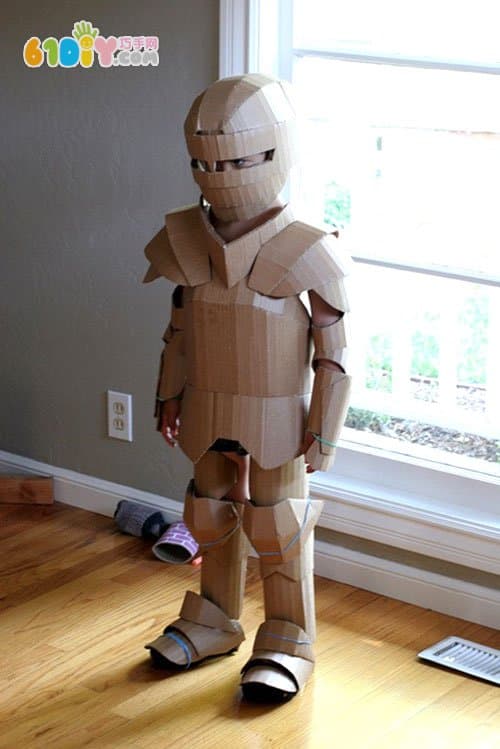 Waste cardboard armor artwork