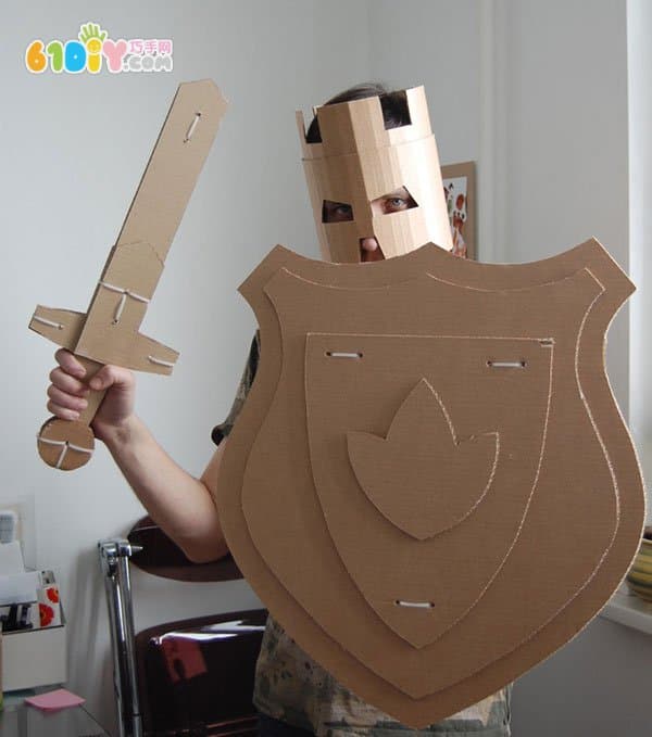 Waste cardboard armor artwork