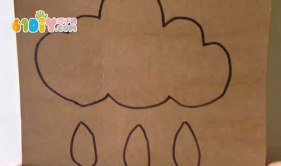 Tape waste paperboard DIY making rain cloud ornaments