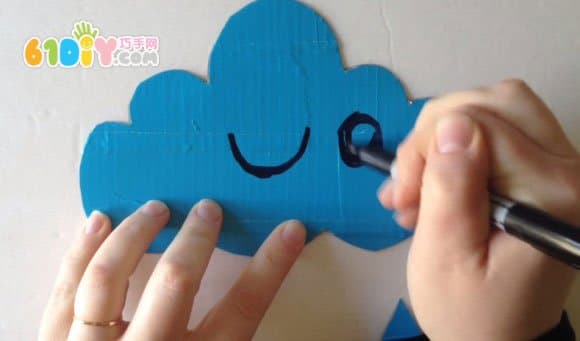 Tape waste paperboard DIY making rain cloud ornaments