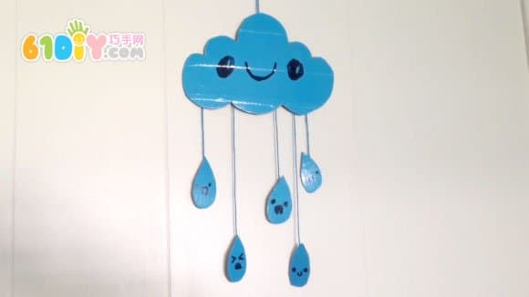 Tape waste paperboard DIY making rain cloud ornaments