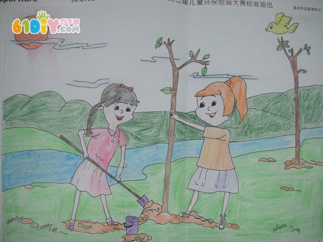 Protect trees, protect the earth, children's pictures