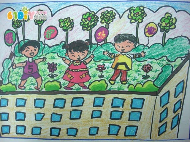 Protect trees, protect the earth, children's pictures