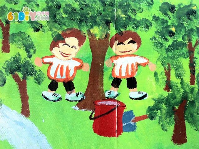 Protect trees, protect the earth, children's pictures