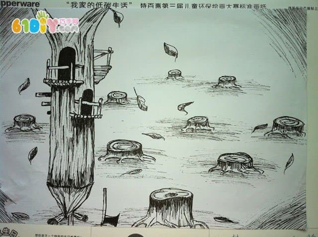 Protect trees, protect the earth, children's pictures