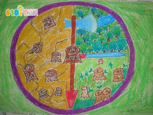 Protect trees, protect the earth, children's pictures