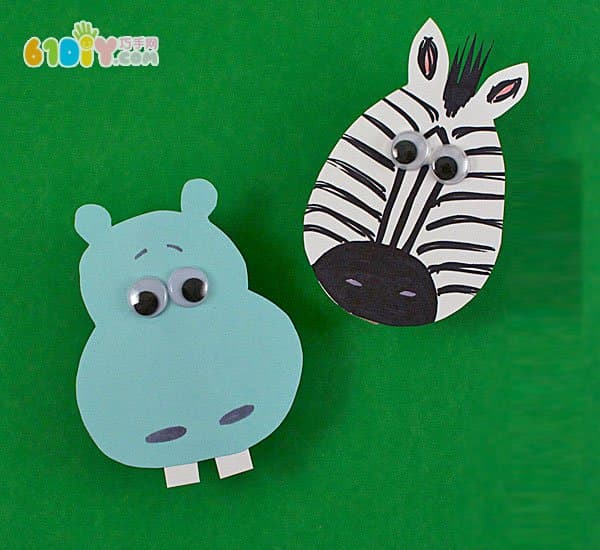 Cute hippo and zebra refrigerator stickers