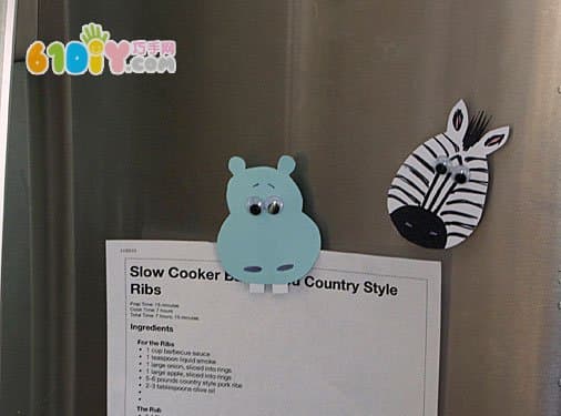 Cute hippo and zebra refrigerator stickers