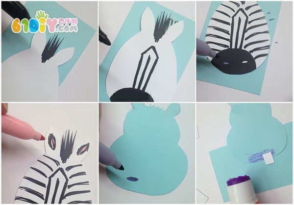 Cute hippo and zebra refrigerator stickers