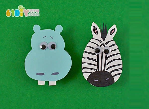 Cute hippo and zebra refrigerator stickers