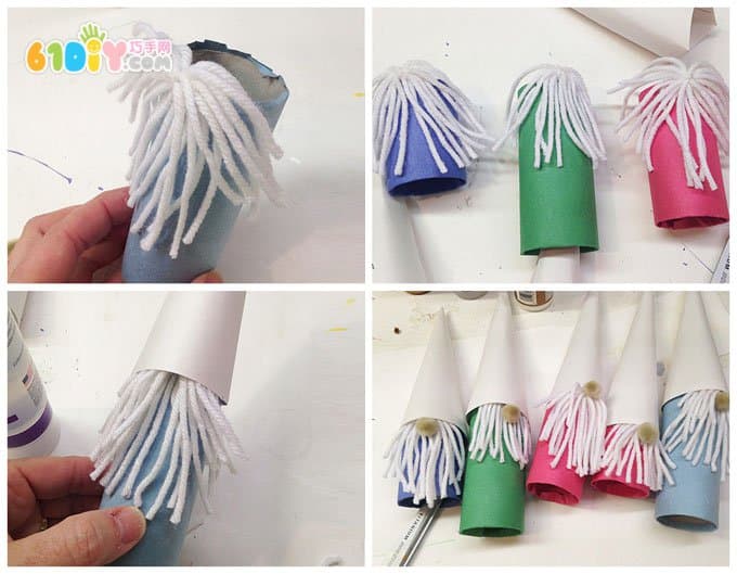 Paper tube creative DIY white beard dwarf