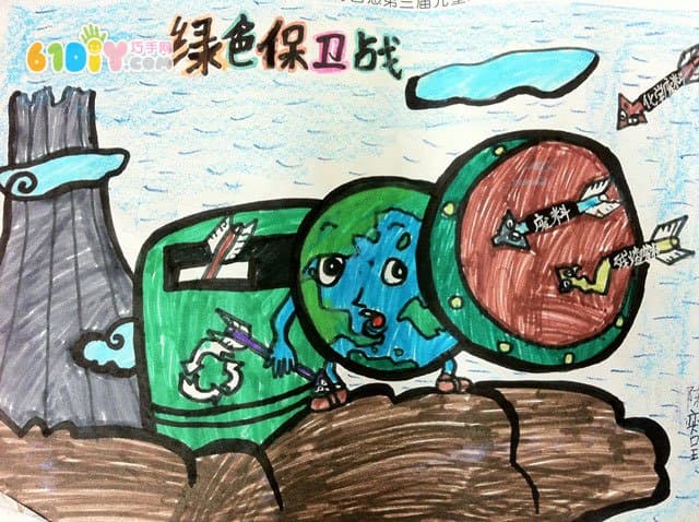 Protect the earth's children's paintings