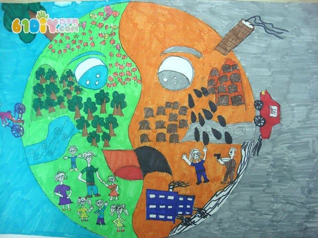 Protect the earth's children's paintings