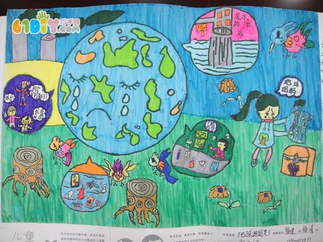 Protect the earth's children's paintings