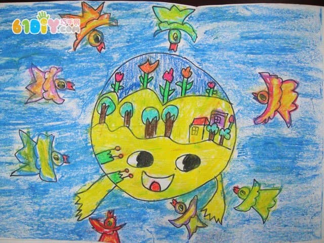 Protect the earth's children's paintings