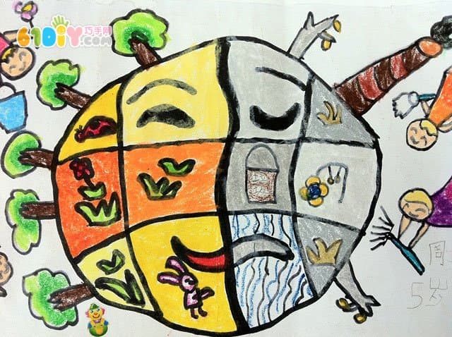 Protect the earth's children's paintings