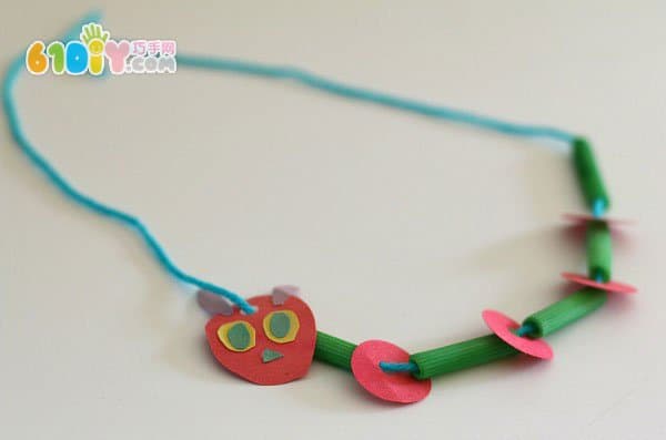 Child necklace making hungry caterpillar