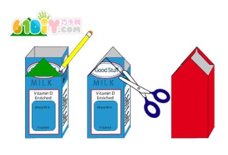 3 milk box making cartoon small house tutorial