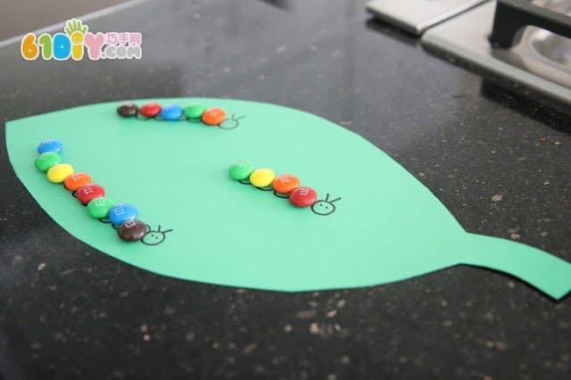 M&M candy making caterpillar