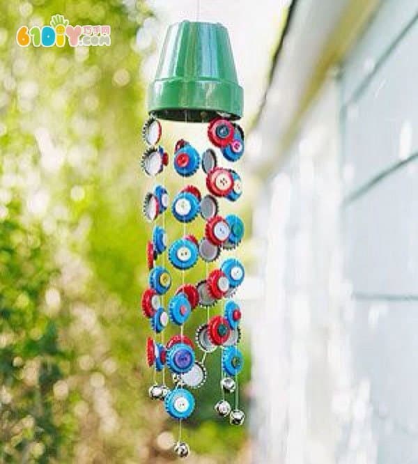 3 bottle caps handmade wind chimes