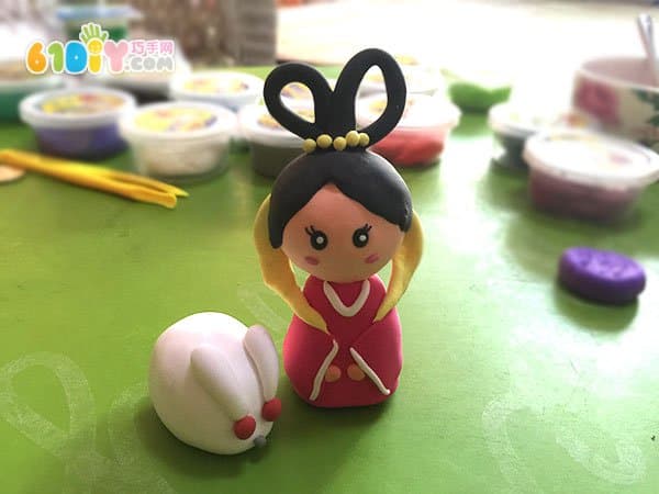 Mid-Autumn Festival clay making cute moon rabbit