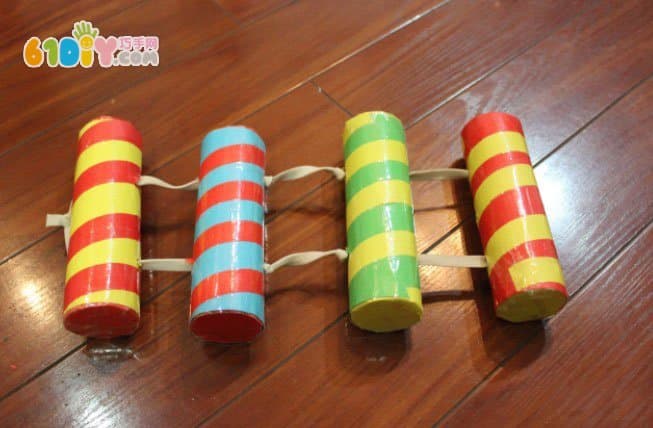 Homemade play teaching aids Thick paper tube making puller