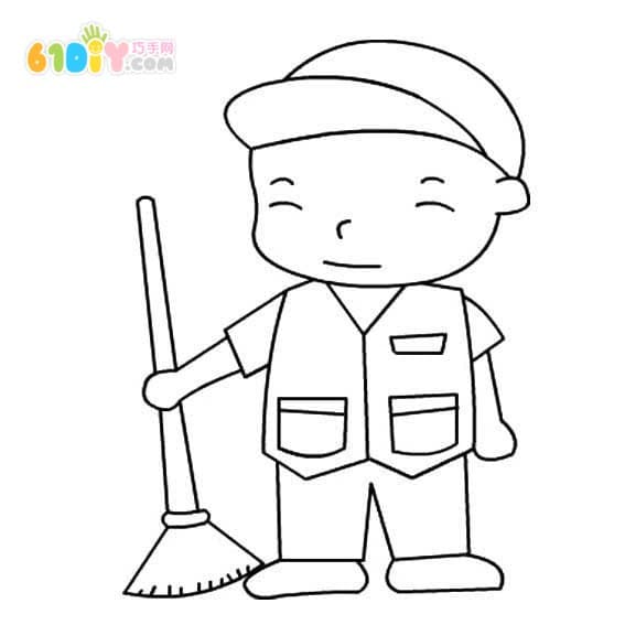 Sanitation worker stick figure