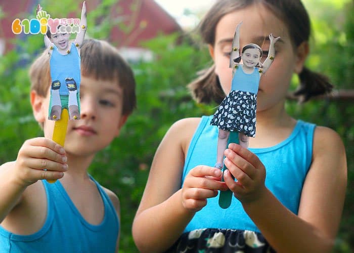 Children's hand made puppet toy with photos