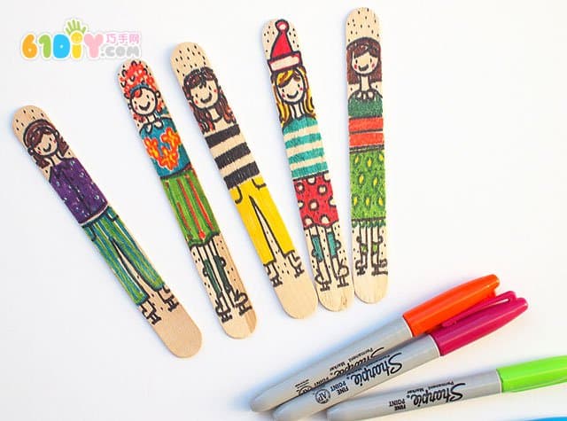 Ice cream stick character doodle handmade