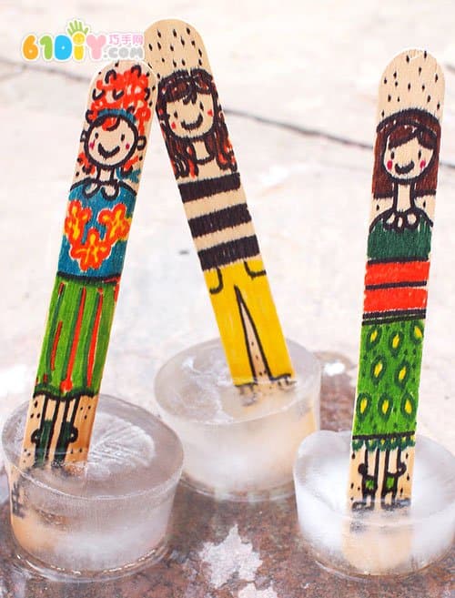 Ice cream stick character doodle handmade