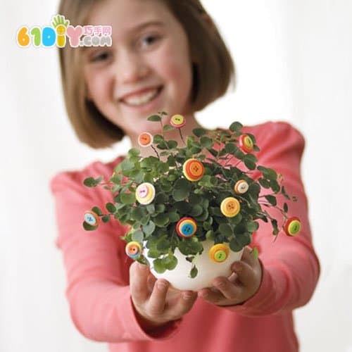 DIY Button Handmade Flower Pot