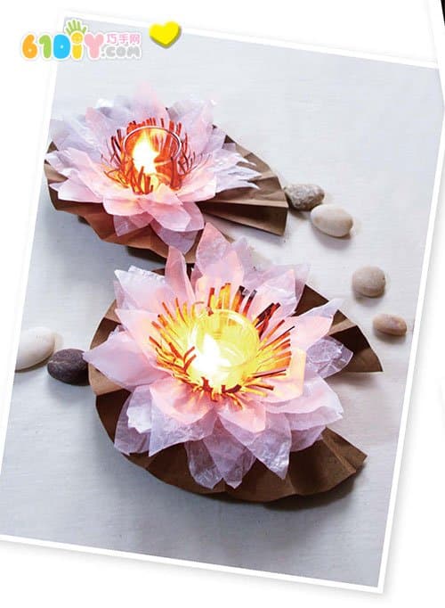 DIY making beautiful lotus candlestick