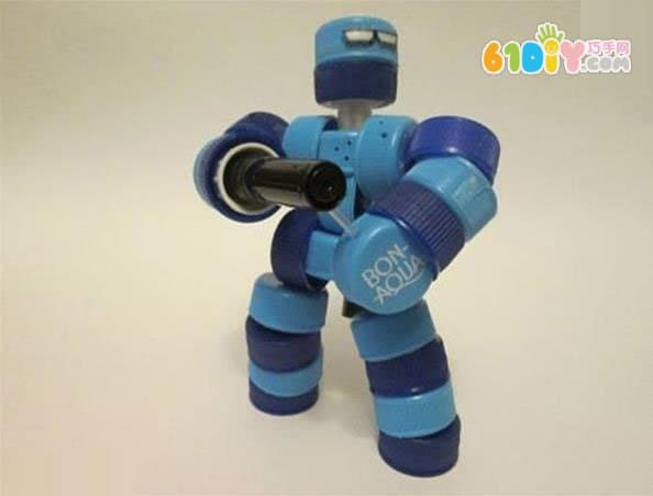 Plastic bottle cap changing robot toy