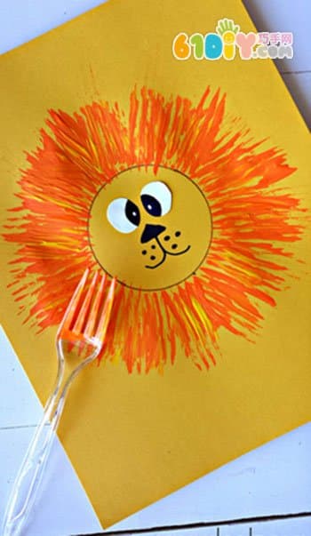Children's drawing tutorial drawing a lion with a fork