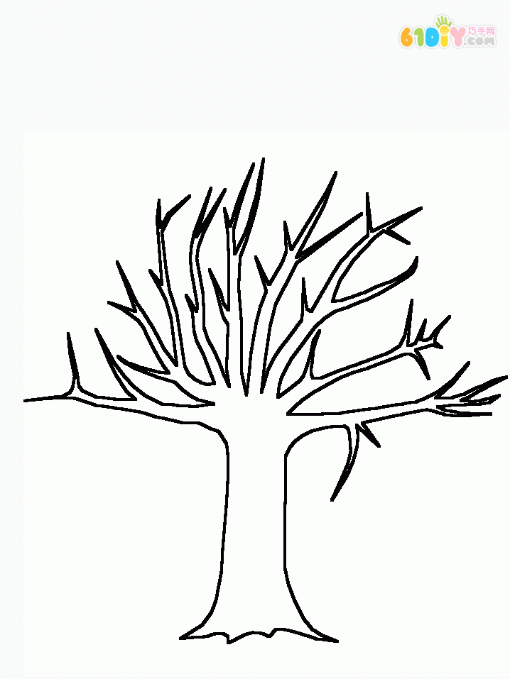 Children's drawing, draw a picture of the autumn tree with a dishwashing brush