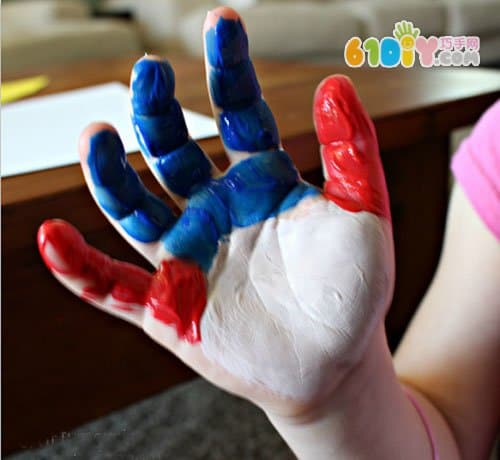 Children's fun painting, hand print, scarecrow