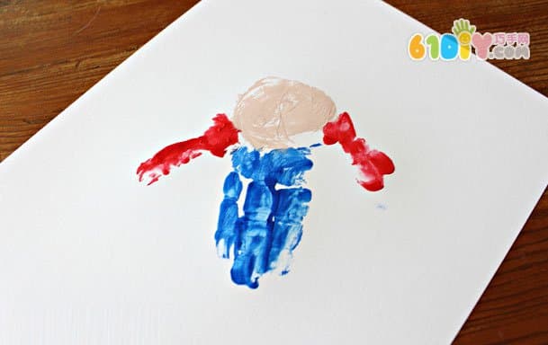 Children's fun painting, hand print, scarecrow